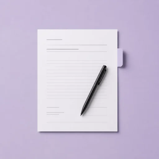 A finished document with a pen resting on top